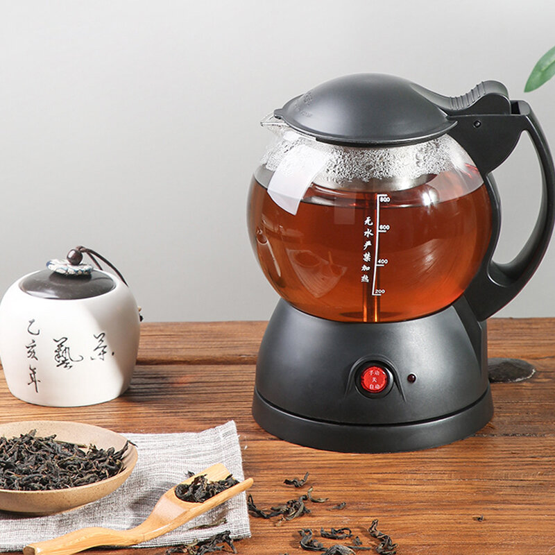 0.8L macchina per il tè nero per uso domestico automatico a vapore teiera nera in vetro multifunzionale bollitore elettrico pentola per la salute teiera bollente