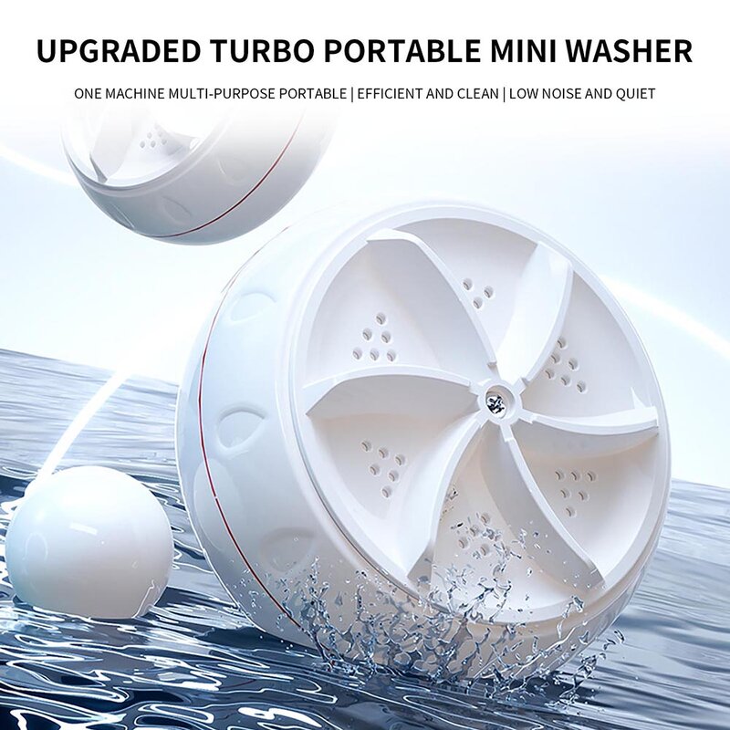 Mesin cuci Turbo portabel 60W, pencuci ultrasonik Mini kekuatan tinggi untuk pakaian bayi, kaus kaki, perjalanan bisnis USB