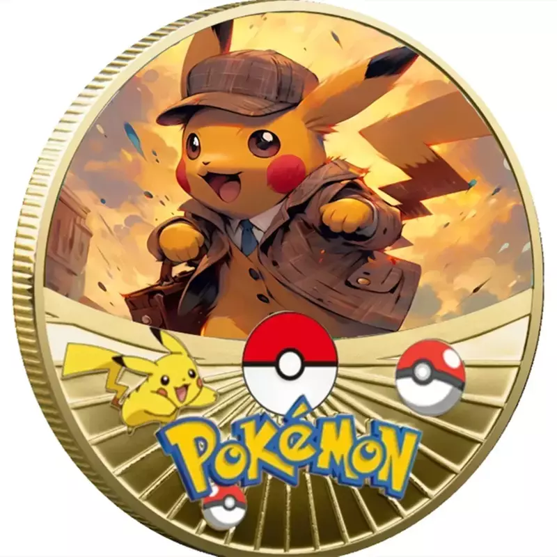 Pokemon Gold Coin Metal Set Pikachu Charizard Commemorative Anime Baby Pokemon Starry Sky Oil Painting Coin Commemorative Medal