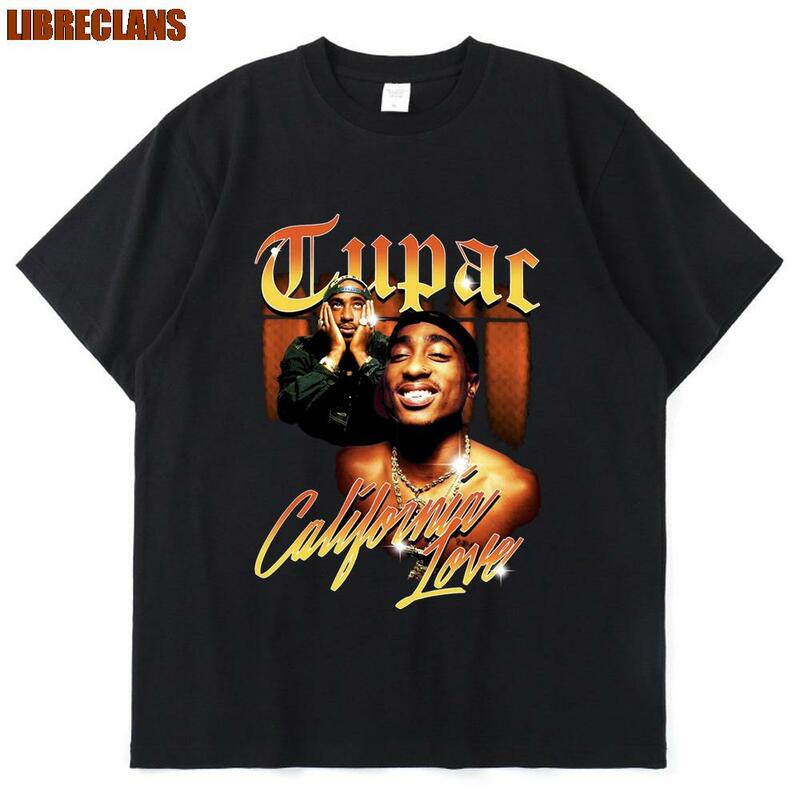 LIBRECLANS Rapper Tupac Tops Hip Hop Streetwear Oversized Short Sleeves Tee 2023 Summer Fashion T-shirt Men Women Cotton T Shirt