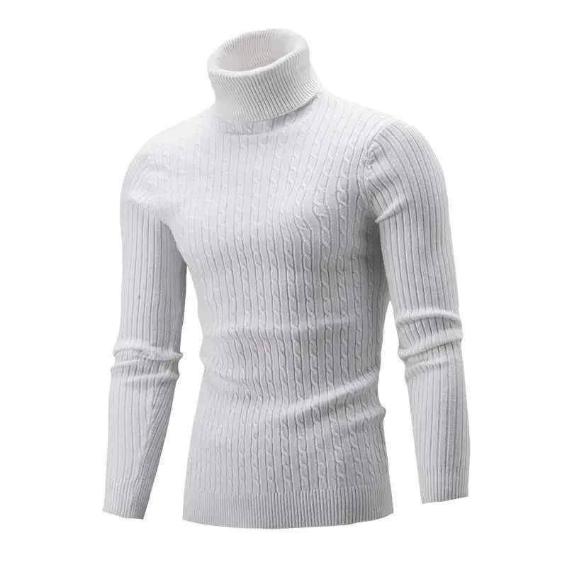 Suéter de gola alta masculino, pulôver casual, grosso, alta qualidade, inverno