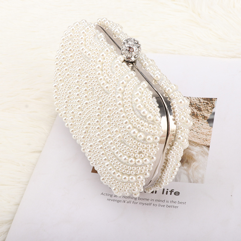 Women's Handbag Luxury Beaded Coral Hand Bag Elegant Retro Frame Clutch Bag Evening Party Pearl Purse Fashion Glitter Square Bag