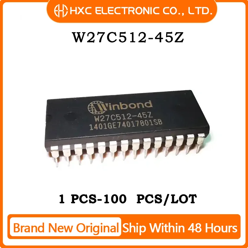 새로운 오리지널 브랜드 칩, W27C512-45Z W27C512-45 W27C512 IC EEPROM, 512Kbit PARALLEL DIP-28, 1 개, 10 개, 50 개, 100 개