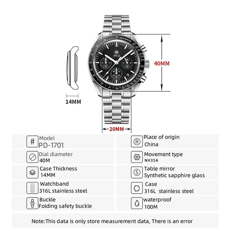 Speedmaster-Reloj de pulsera para hombre, cronógrafo mecánico de lujo, con fecha automática y espejo de zafiro, resistente al agua, novedad de 2024