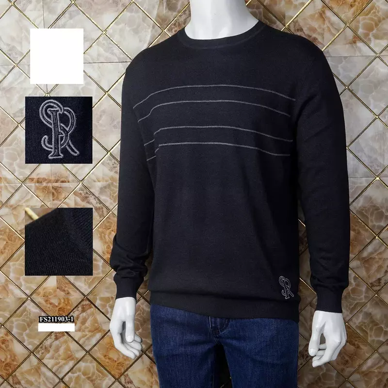 OECHSLI-suéter de cachemira para hombre, ropa de punto de cuello redondo, elástica, de negocios, de talla grande, para otoño e invierno, M-4XL, 2024