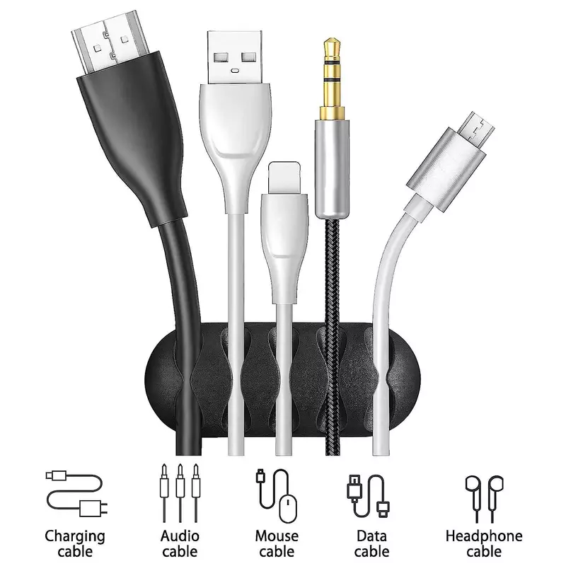 Auto-adesivo Silicone Cable Clips, Suporte do cabo USB, Organizador, Gerenciamento do cabo de fio, Casa, Escritório, Desktop, Arranja, 1Pc, 10 Pcs