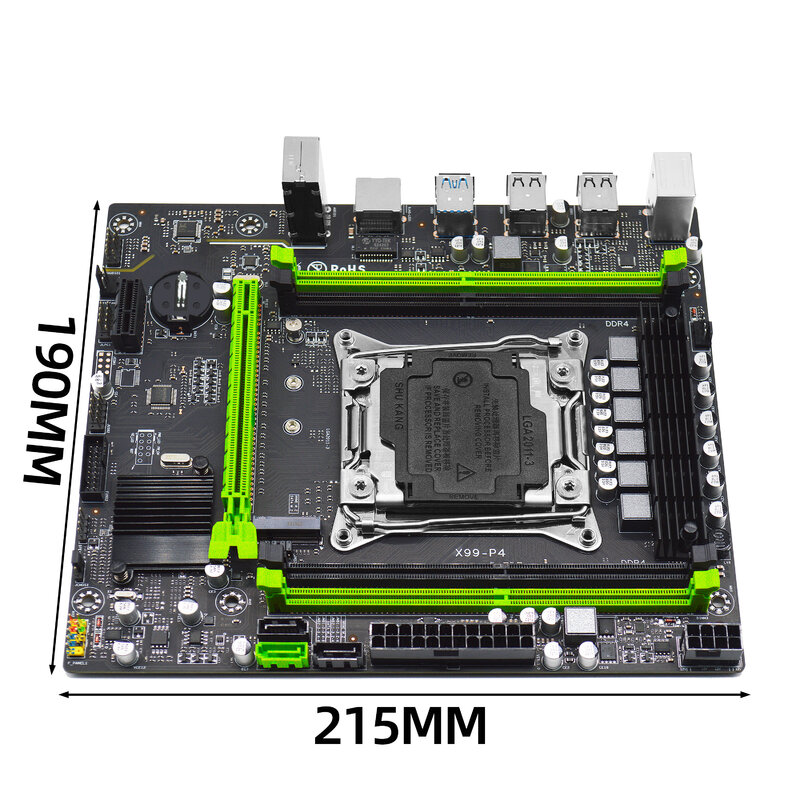 ZSUS X99 P4 Kit Motherboard, Set Kit Motherboard dengan Intel LGA2011-3 Xeon E5 2630 V4 CPU DDR4 16GB (1*16GB) 2133MHZ memori RAM NVME M.2 SATA