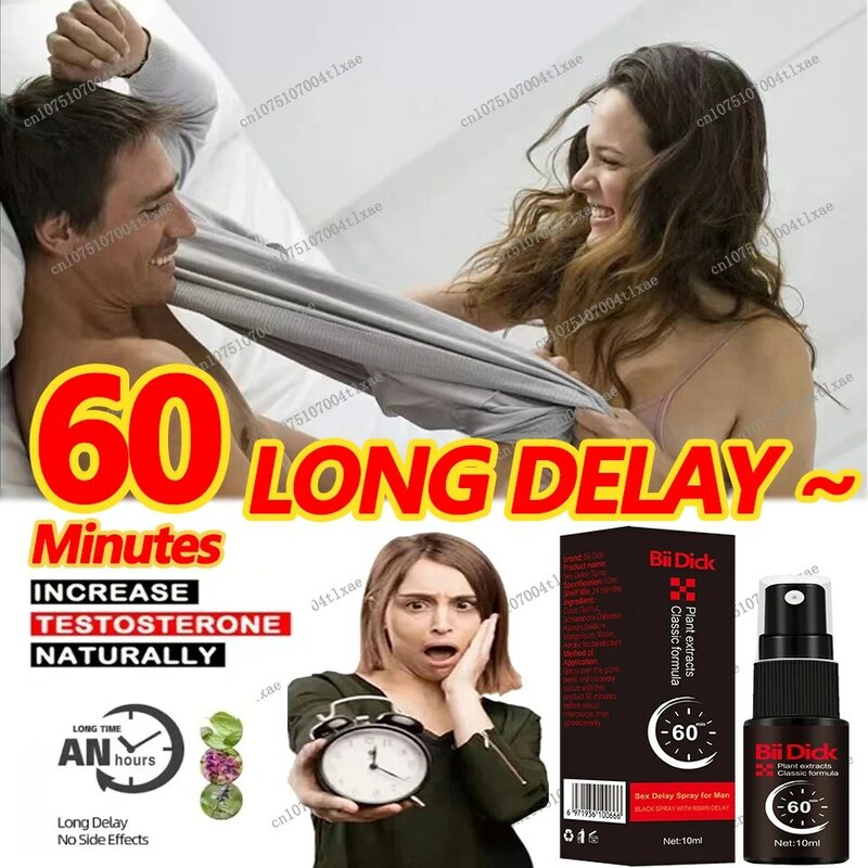 Spray de atraso peniano masculino para uso externo, ejaculação precoce, duradoura, 60 minutos, produto eréctil rápido, adultos