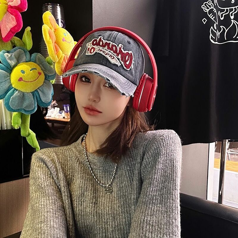 Letters Embroidered Baseball Cap Vintage Adjustable Duck Tongue Sun Hat Face Smaller Casual Peaked Hat Couples
