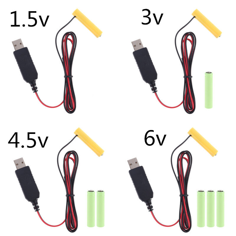 Éliminateur de piles AAA 1 à 4 pièces, câble d'alimentation USB, remplacement de piles AAA pour jouet électrique, lampe de poche, horloge LED, LR03