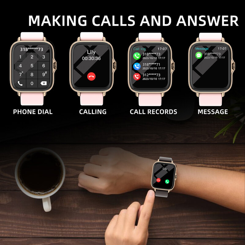 Wodoodporny inteligentny zegarek 1.83 ''z komunikatem odbierający połączenia z monitorowaniem snu sportowy krokomierz alerty informacyjne dla iPhone'a z Androidem