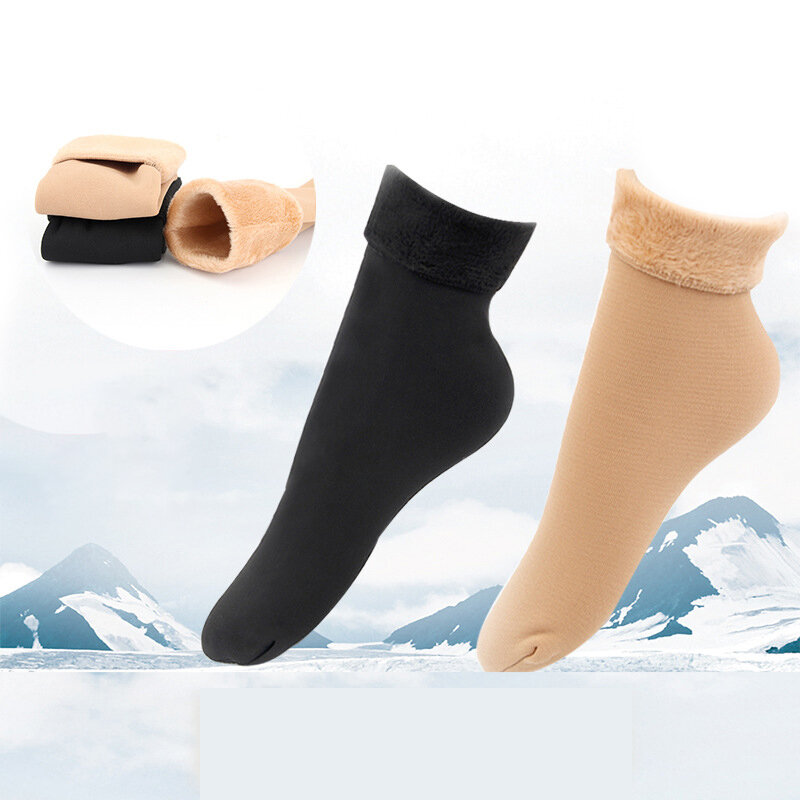 1 par inverno mais quente engrossar meias de neve lã cashmere macio sólida veludo meias botas chão dormir unisex meia mulher meias