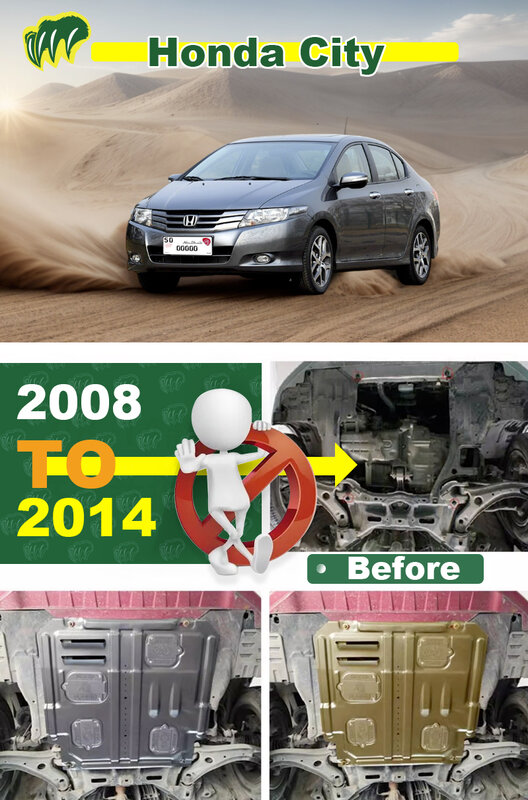 Motor Chassis Shield para Honda City, Splash Bottom Protection Board, Acessórios do carro, Sob Capa, 13, 14, 15, 16, 17, 18, 19, 2008-2019