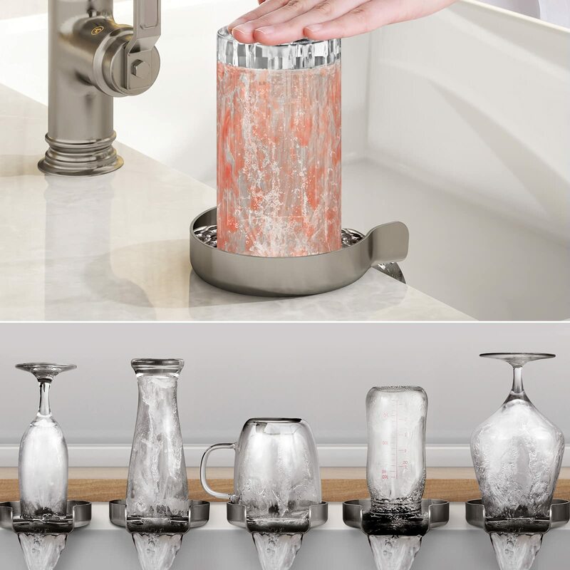 Sciacquatrice per vetro in acciaio inossidabile per lavelli da cucina rondella per bottiglie con sciacquatrice in vetro in acciaio inossidabile, accessori per lavello da cucina detergente per tazze