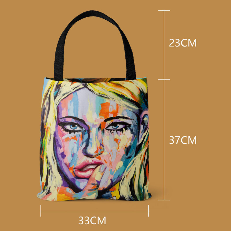 โปสเตอร์ Face Design กระเป๋าของขวัญกระเป๋าถือแฟชั่นกระเป๋าถือขนาดใหญ่ความจุ Totes สุภาพสตรีกระเป๋าสามารถ Personailzed