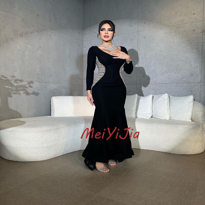 Meiyijia  Evening Dress Saudi Long Sleeves Elegant Sweet heart Beaded  Arabia  Sexy Evening Birthday Club Outfits Summer 2024