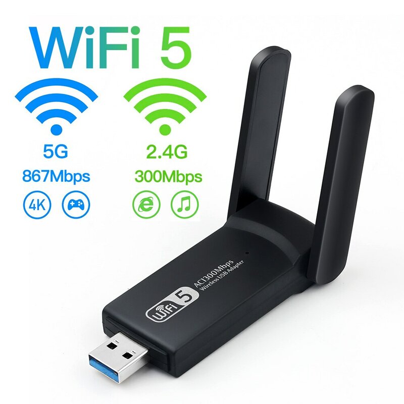 FENVI 1300Mbps USB 3.0 WiFi Adapter Dual Band 2.4Ghz/5Ghz Wireless WiFi Dongle Antenna USB Ethernet Network Card Receiver For PC