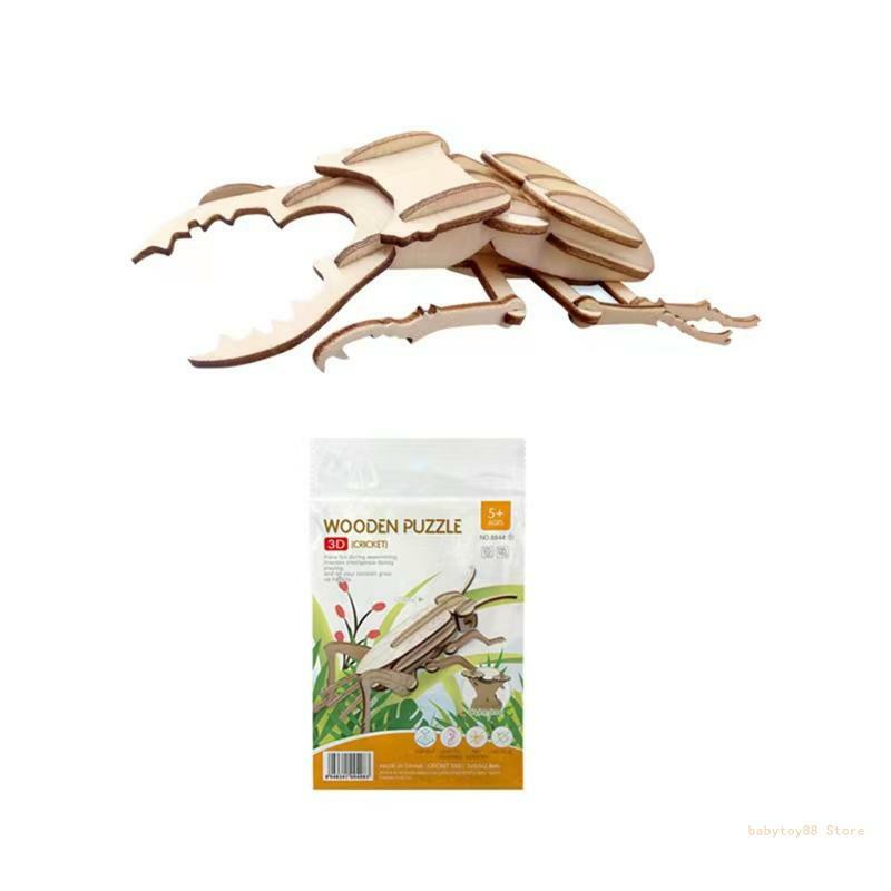 Y4ud inseto 3d quebra-cabeça libélula orando mantis cigarra abelha modelo kits montar quebra-cabeça brinquedos para