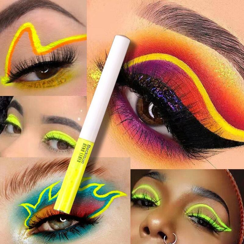 4ml Fluorescent Eyeliner Waterproof Quick Drying Eyes Makeup Pencil UV Light Neon Liquid Eye Liner Pen Cosmetics 8 Color