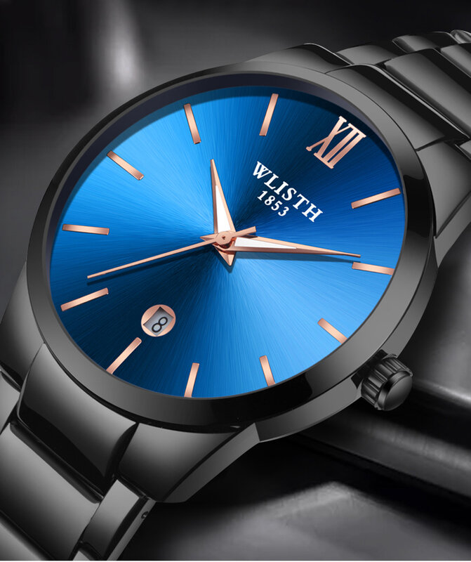 Wlisth-男性用高級クォーツ時計,完全防水,超薄型,ブランド名,ファッショナブル,2023