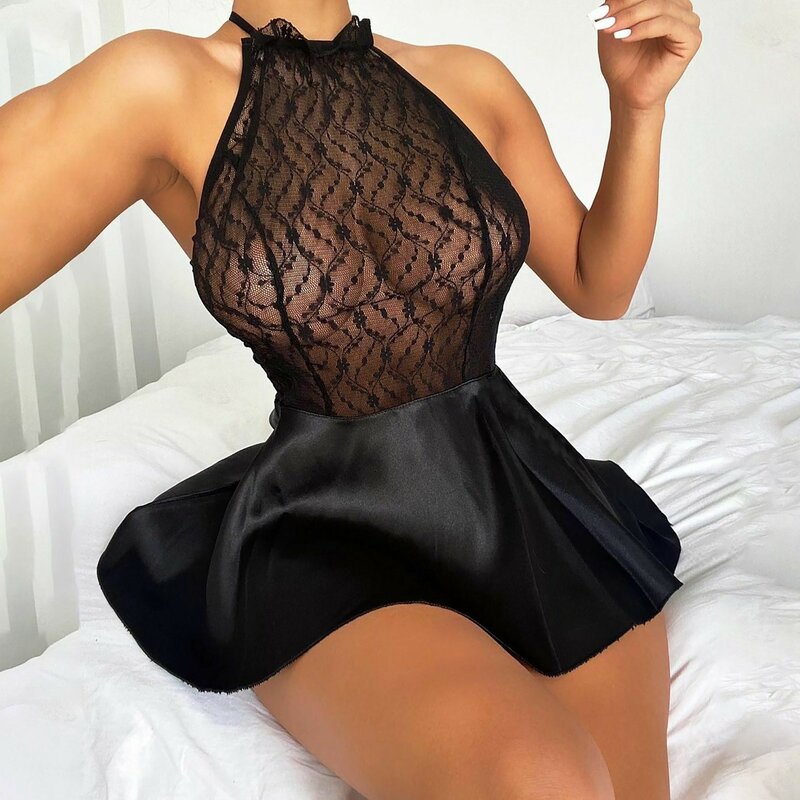 Woman' Fashion Solid Color Strap Sexy Lace   Nightdress Underwear пижама женская Lenceria Onlyfans Body Sexys Atrevidos Xxx18