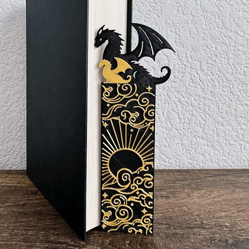 Segnalibro drago, draghi neri e dorati con segnalibro sole e nuvole segnalibro fresco per gli amanti dei libri, ragazzi, ragazze accessori per libri