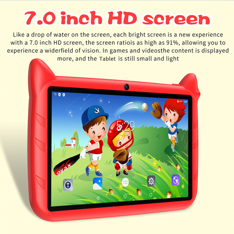 BDF-Tablet com câmera dupla para crianças, Android 13, 4GB de RAM, 64GB ROM, expansão de 1TB, 5G WiFi, bateria 4000mAh, software presente infantil, 7 em