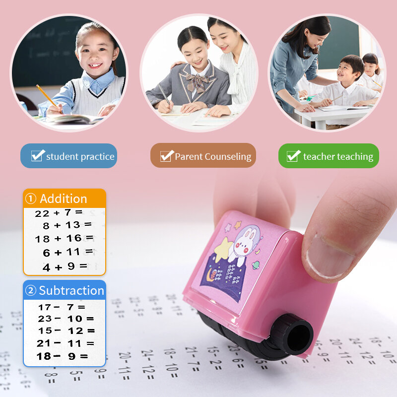 Sello Digital de números para práctica de matemáticas, sello de adición y resta, educativo para niños, 100
