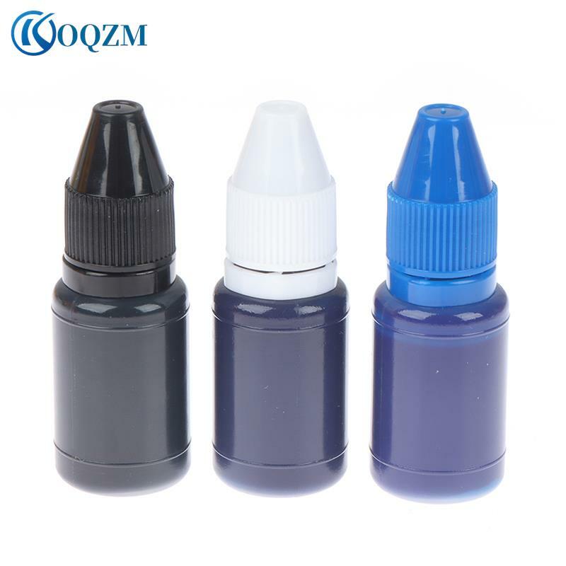 Recarga de Flash de 10ml, tinta de estampado de secado rápido, autoentintado para aceite de sello fotosensible, Color negro y azul, 6x2cm
