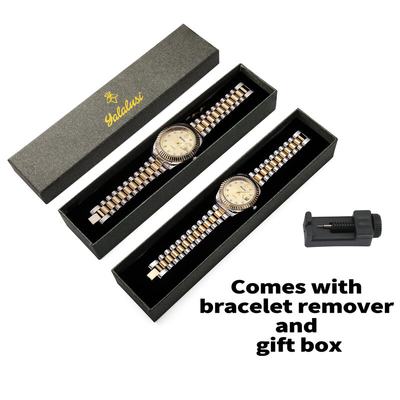Yalusi Brand 2024 nuova vendita calda oro coppia di lusso scatola dell'orologio rimozione dell'orologio regalo di san valentino placcatura sottovuoto ionica
