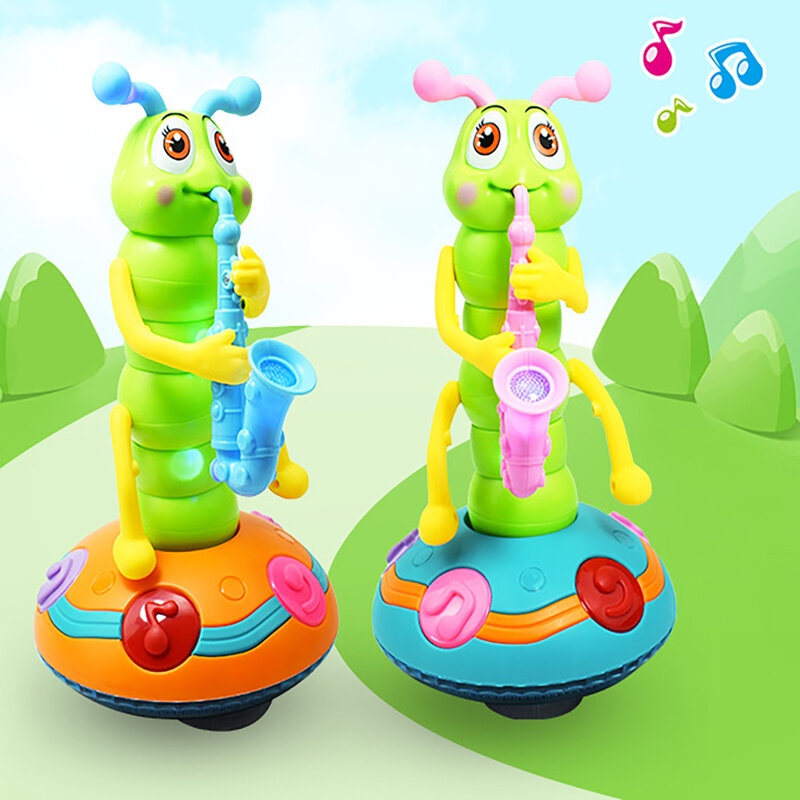 1 pz danza sassofono bruco, giocattoli sassofono bruco elettrico per bambini, giocattolo danzante automatico per evitare ostacoli