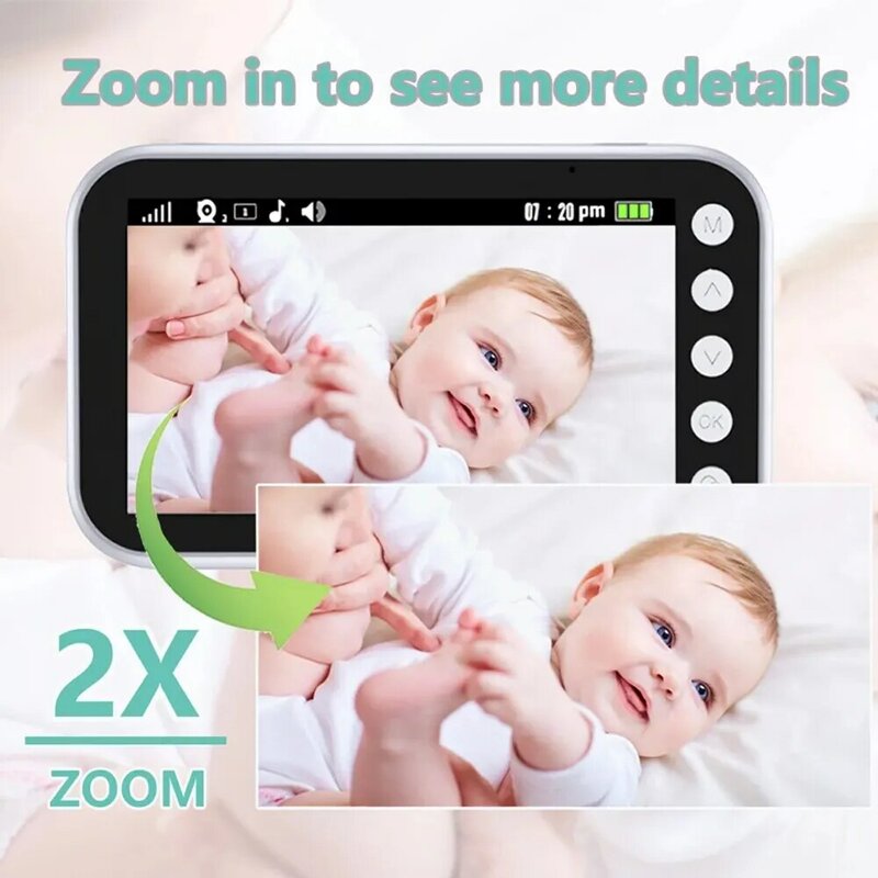 Monitor bayi Video nirkabel 4.3 inci, kamera Audio pengawasan otomatis penglihatan malam, interkom dua arah, pengasuh anak keamanan