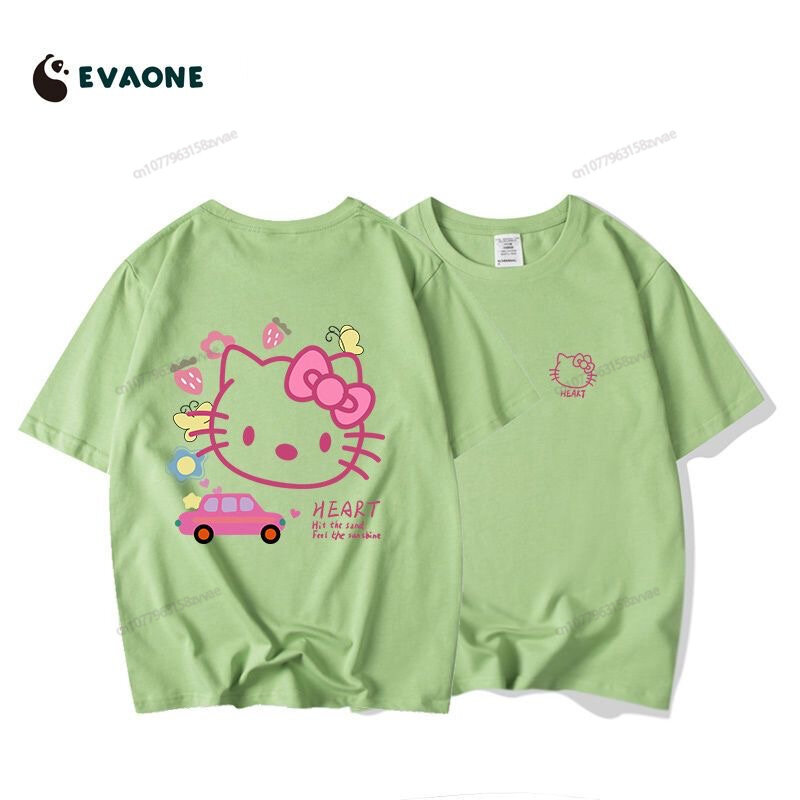 Anime 3-14 Jaar Oude Kinderen Bedrukt T-Shirt Met Korte Mouwen Familie Ouder-Kind Outfit Hello Kitty 3-14 Jaar Oud Kinderen