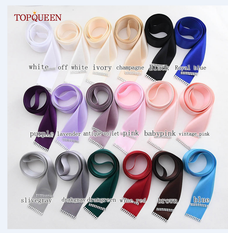 Topqueen-女性用の青いサテンベルト,ブライダルリボン用,両面,ティファニー,ドレス用,ウェディングチェア用,新しいコレクションs40