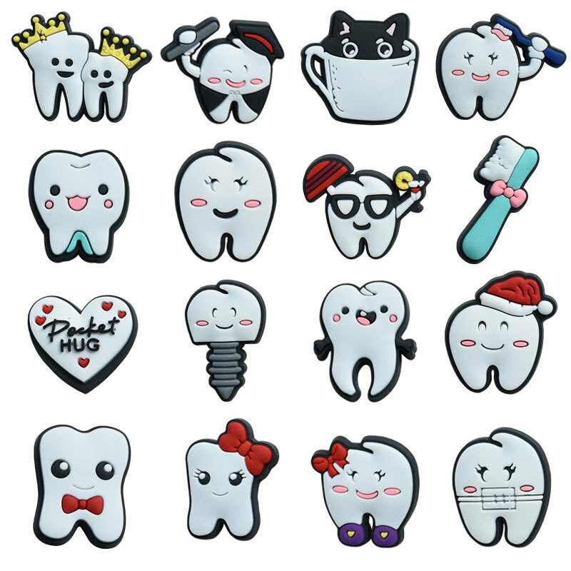 Cute Tooth Charms for Croc, Health Shoe, Pin Decoration, Acessórios para Crianças, Adult Birthday Party, Favors Gifts, Hot Sale, 1Pc