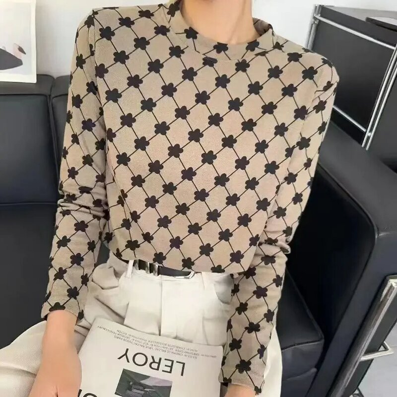 2023 Autumn/Winter New Women's Sweater Pullover with High Neck and Western Style, Warm Fit Top, Round Neck Sweater, Long Sleeves