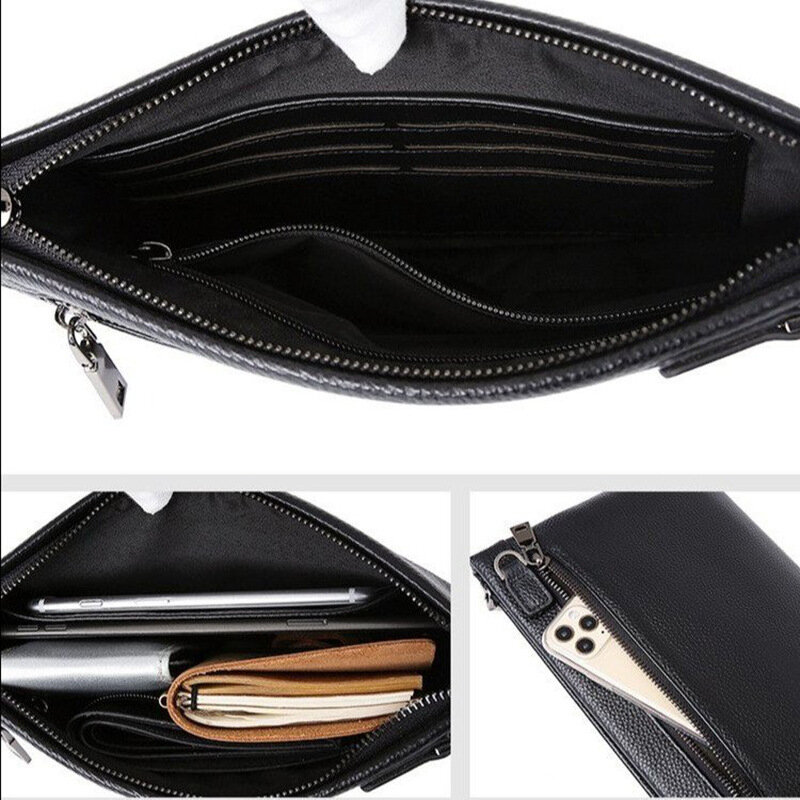 Pochette de jour en cuir véritable pour hommes, portefeuille Business Long motif Crocodile, sac à main de haute qualité pour iPad, mini sac de grande capacité