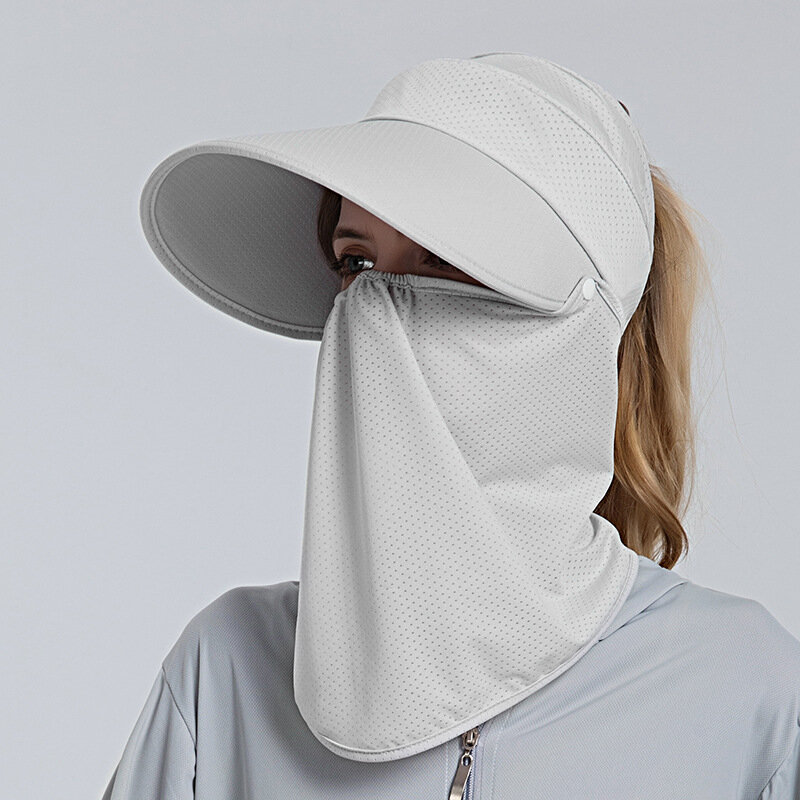 Ice Feeling Sun Protection Hat Scarf para mulheres, máscara facial de ciclismo, pacote combinado, ao ar livre, verão, novo
