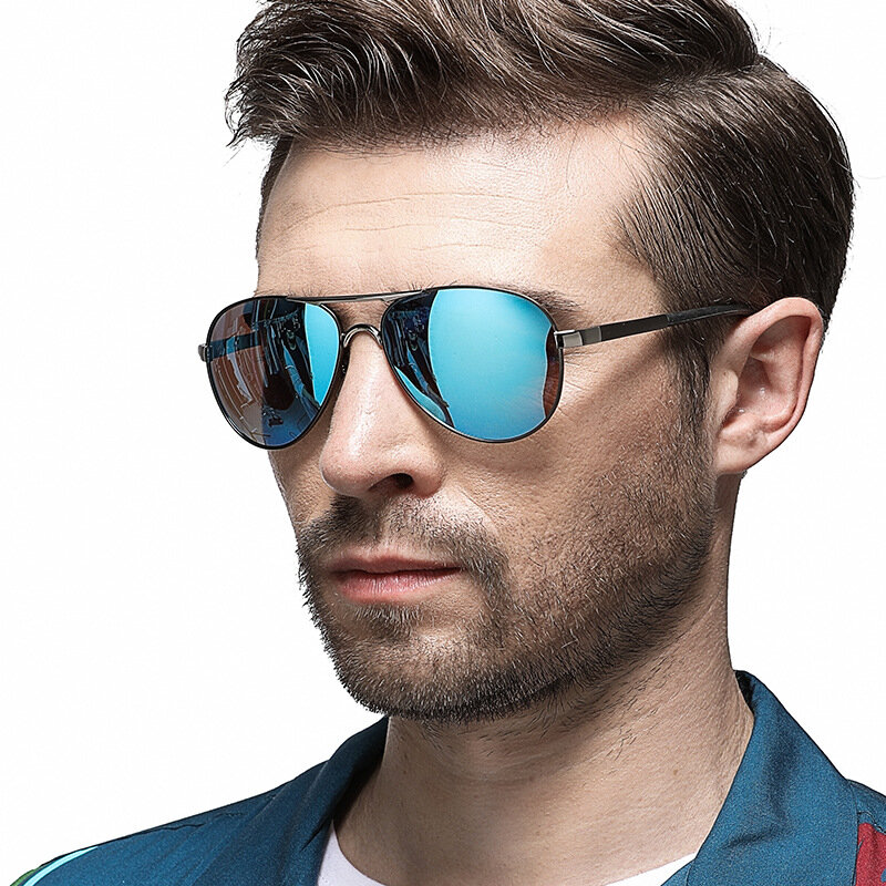แว่นกันแดดสำหรับผู้ชายแว่นกันแดดกระจกโพลาไรซ์สำหรับผู้ชายแว่นกันแดดนักบินขับรถ HD แว่นกันแดด