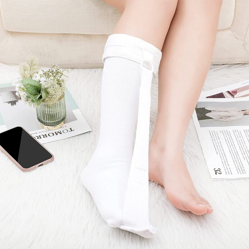 1Set Foot Drop Plantar Fasciitis Night Sock Stockings Soft Stretching Boot Splint for Sleeping, Heel Pain Relief Compression