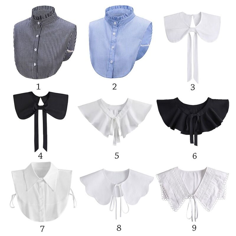 Camisa de algodón desmontable de gasa para mujer, cuello falso, accesorios de ropa, blusa, cuello falso, solapa