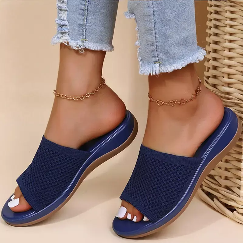 Letnie damskie sandały na płaskim obcasie Casual mama halowe sandały damskie elastyczne pantofle letnie klapki plażowe Zapatos Mujer