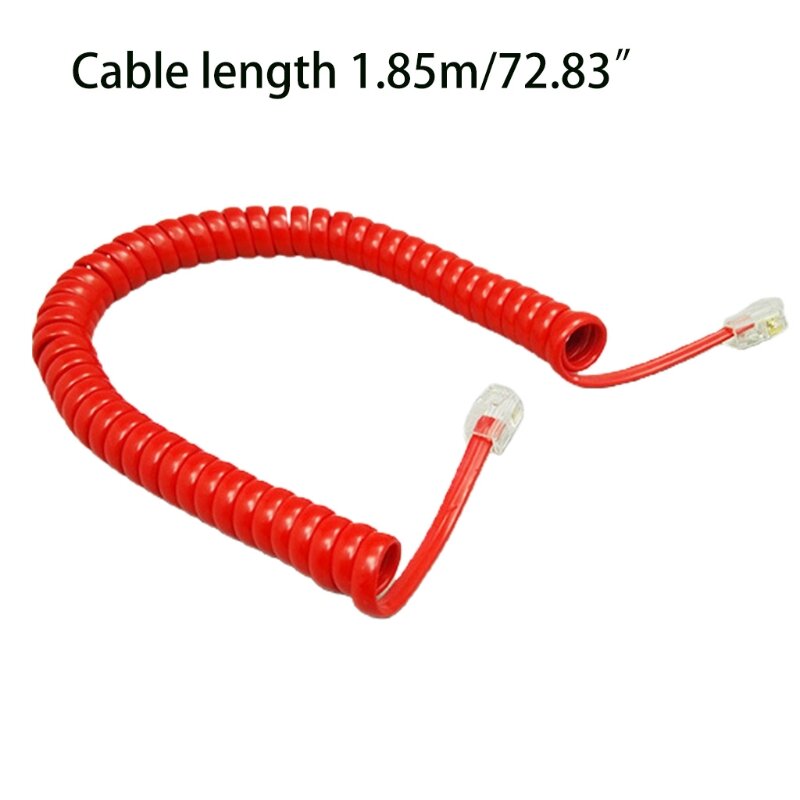 RJ9 Kabel Telepon Melingkar 6 Kaki Kabel Garis Pegangan Handset Telepon Rumah Telepon Kabel Lengkung 4P4C 6FT/1.85M
