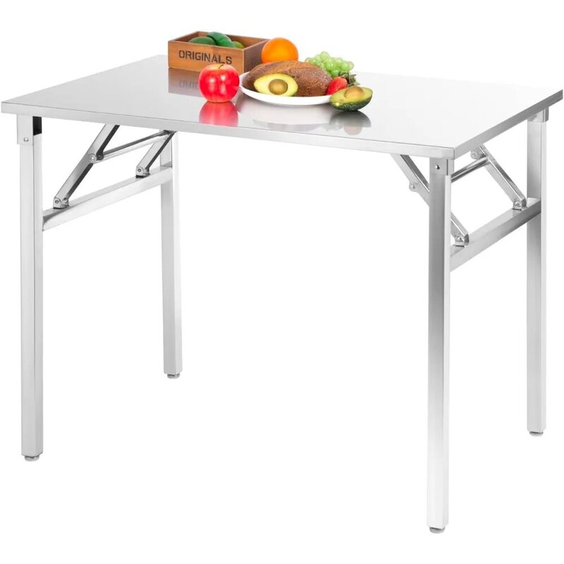 طاولة صغيرة قابلة للطي من الفولاذ المقاوم للصدأ ، طاولة طعام محمولة لحفلات التخييم ، بدون مكتب قوي للتجميع ، 36 بوصة × 24 بوصة