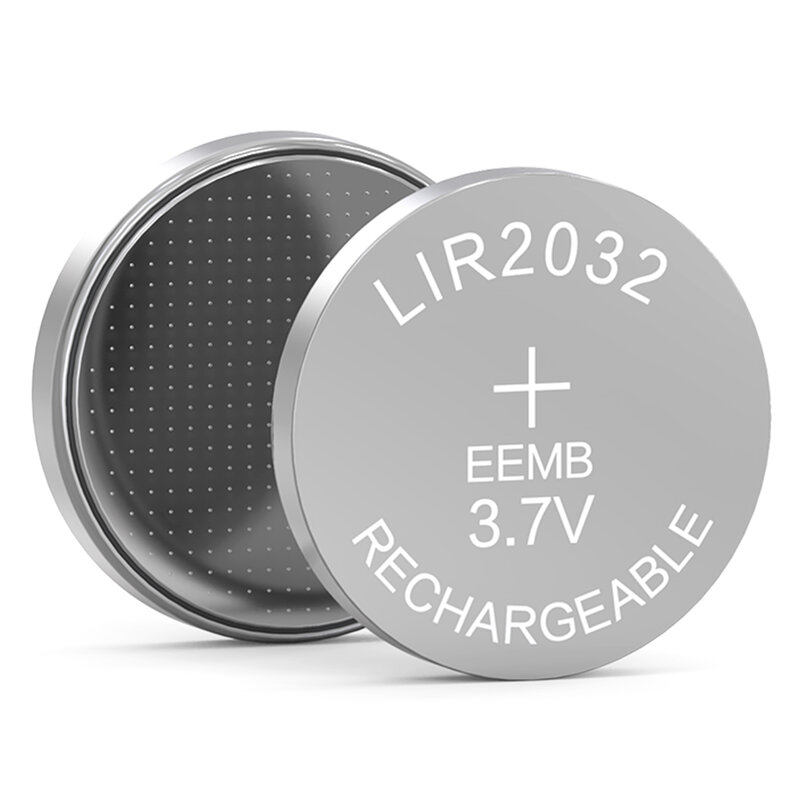 Batterie bouton eymb LIR2032, 3.7V, 45mAh, Rechargeable, Lithium-ion, pour écouteurs, pièces de monnaie, montre, clés de voiture