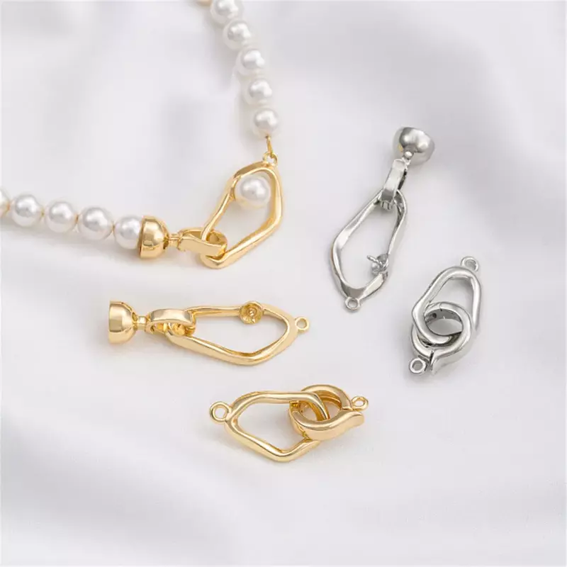 Fibbia di perle a forma irregolare in oro 14 carati con supporto per perline collana con bracciale fai da te fibbia di connessione fibbia per gioielli C008