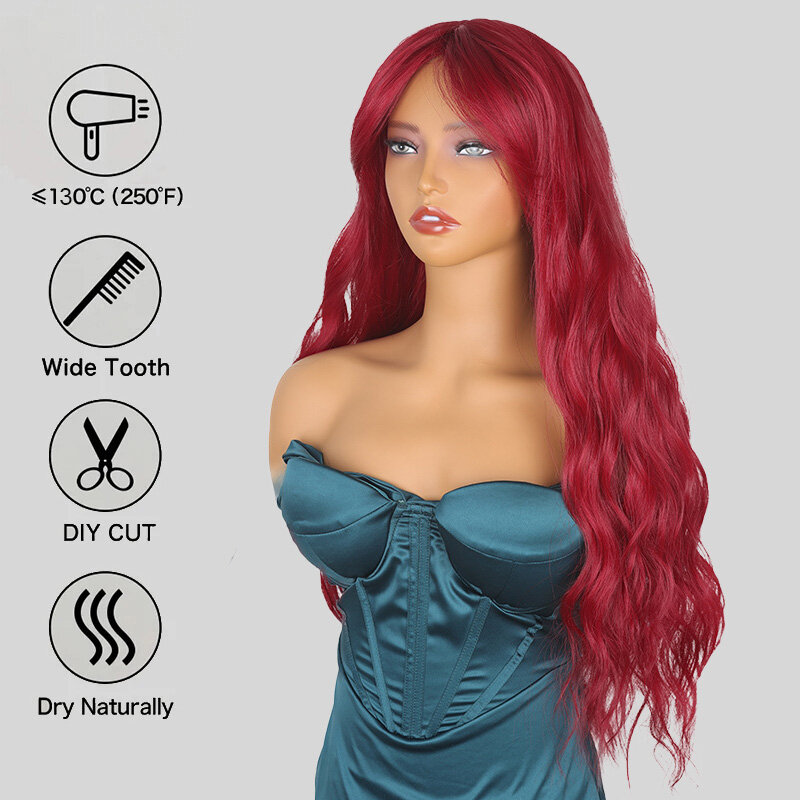 SNQP 80cm Long Curly Red Wig New Stylish Hair Wig for Women Daily Cosplay Party Heat Resistant Natural Looking Synthetic Wig
