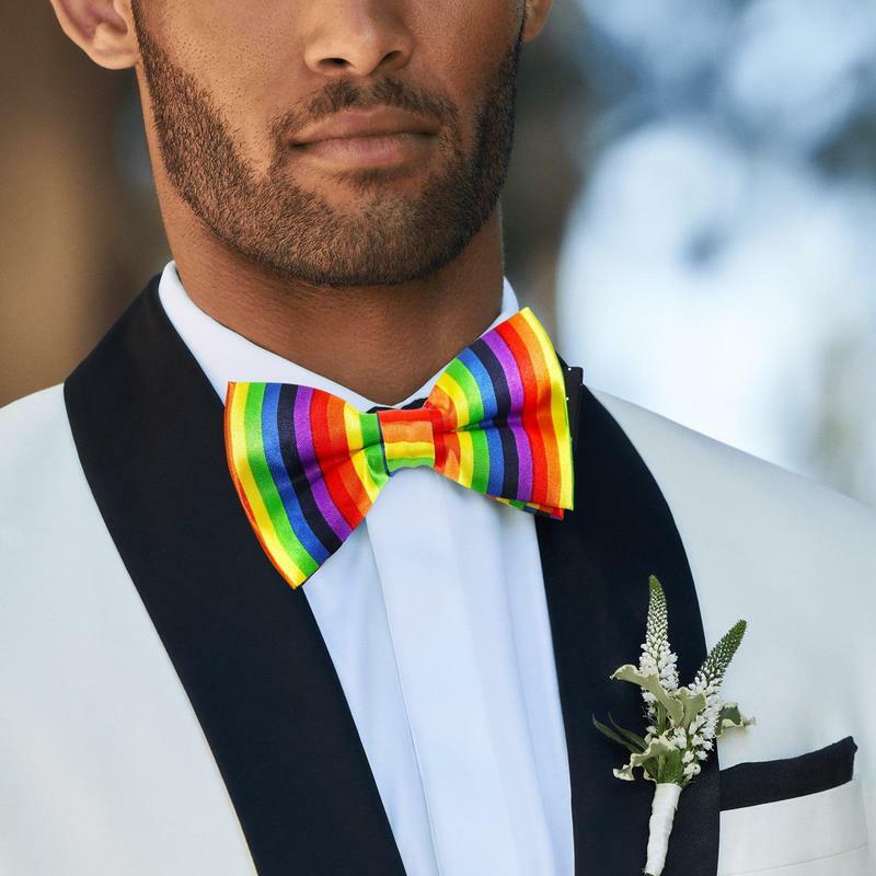 LGBTQ Rainbow Bowtie Gay Pride Neckwear Bowties Fashion Casual Wedding Bowties Cravat For LGBT Parties Gay Lesbian Pride