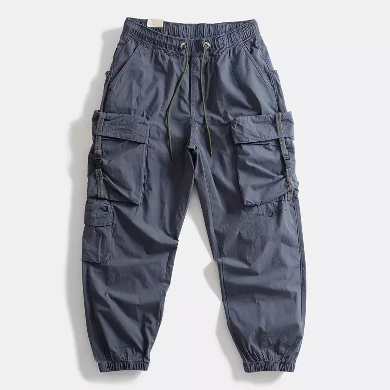 Airy and Retro Wide-leg Casual Pants with Multiple Pockets for Men