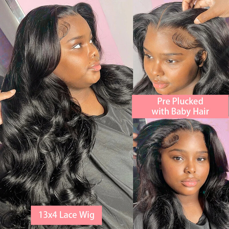 Perruque Lace Front Wig Remy Brésilienne Naturelle Body Wave, Cheveux Humains, Transparente HD, 13x4, 13x6, 32 34, pour Femme